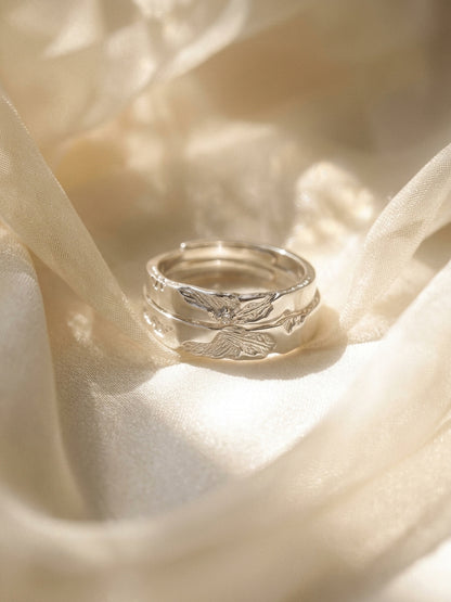 Carved Wing Ring Set